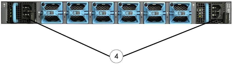 Juniper QFX5130 High-bandwidth ethernet data switch (rear view)