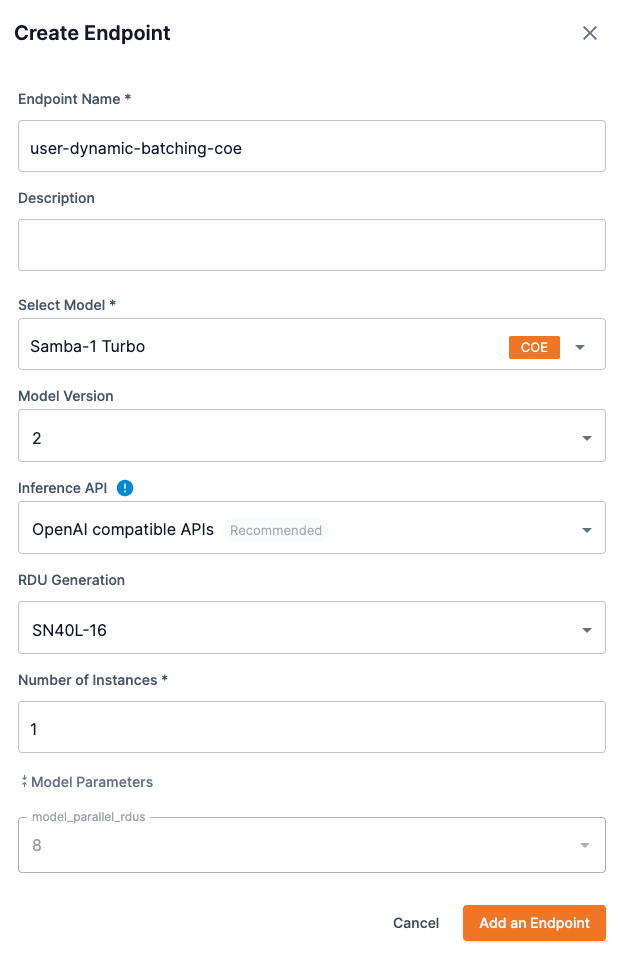 Add a CoE dynamic batching endpoint